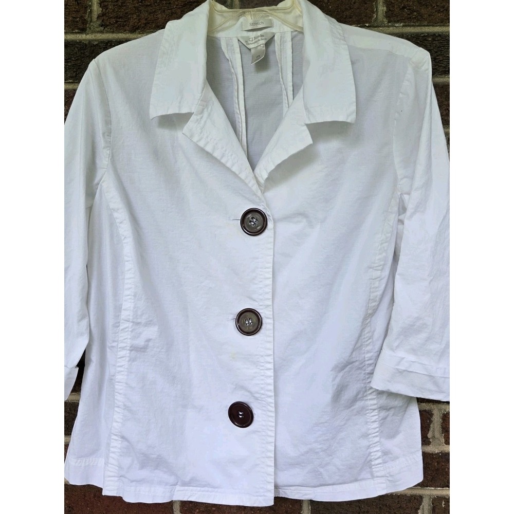 CJ Banks 2X White Peplum Shirt Stretch Beach Cruise Vacation Resortcore Workwear